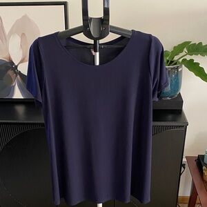 Navy Blue Women's Top With Cute Polka Dots on the Back